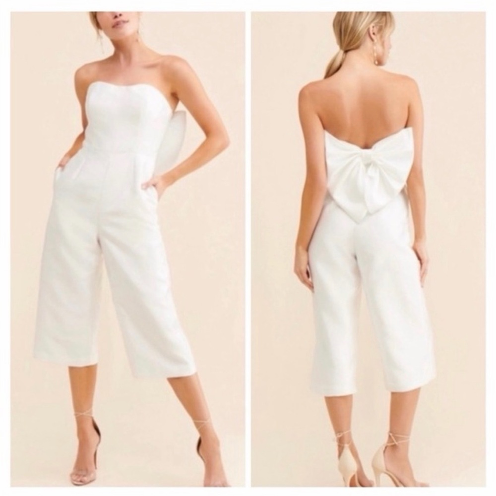 Hutch Back Bow Jumpsuit- NWT - Elegant White Strapless Jumpsuit
